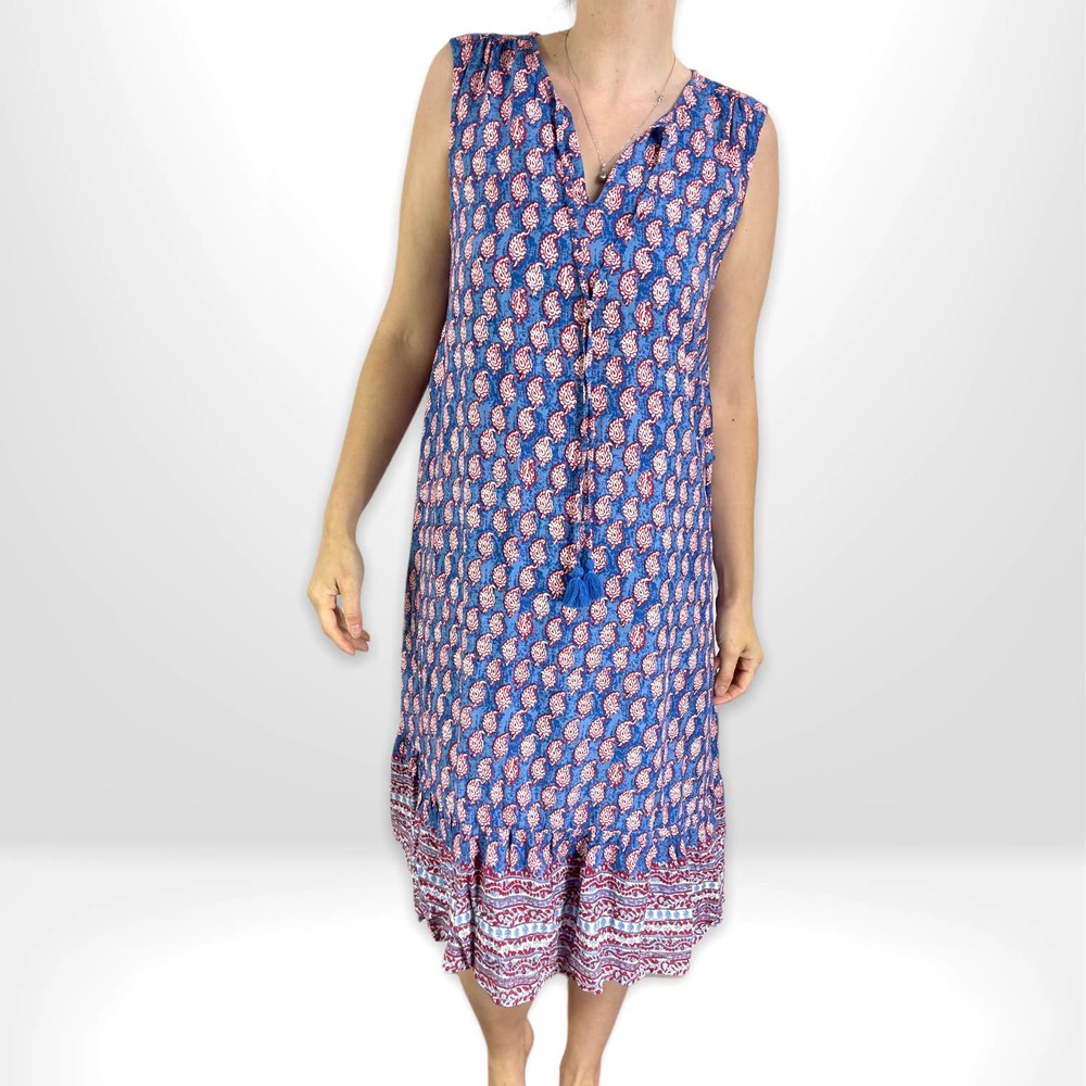 beachlunchlounge Paisley Blue and Pink Midi Dress